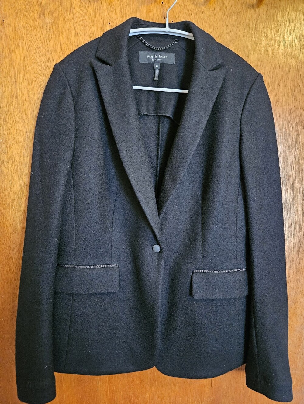 rag & bone Black Single-Button Wool-Blend Blazer